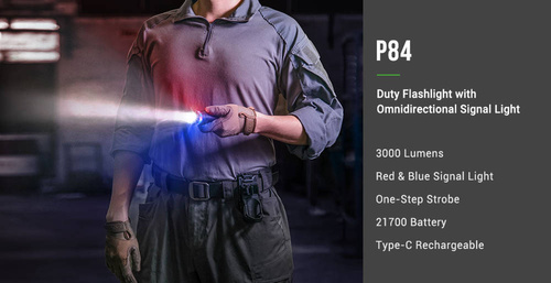 Outdoor - NEXTorch - P84 LED Taktische Taschenlampe mit 4800 mAh Akku - 3000 lm - Schwarz - P84 - LED-Taschenlampen