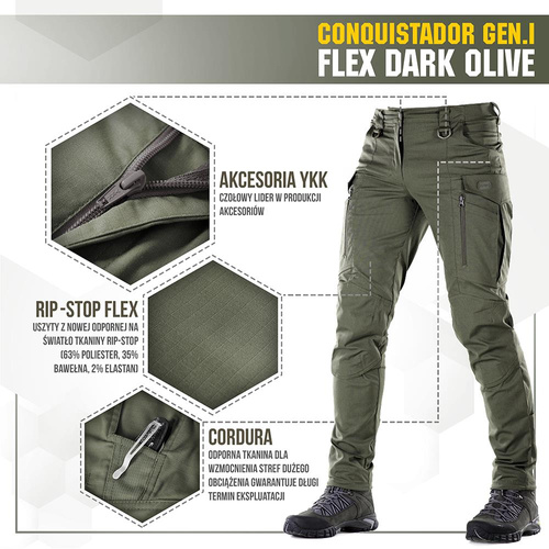 Cargohosen - M-Tac - Taktische Hose Conquistador Gen. I Flex - Ripstop - Army Olive - 20059062