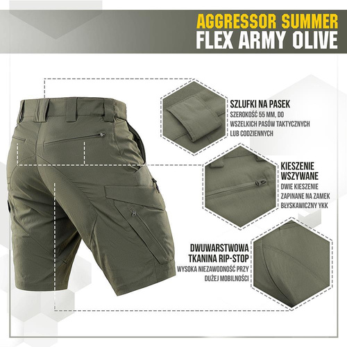Bekleidung - M-Tac - Aggressor Sommer Flex Tactical Shorts - Army Olive - 20472062 - Kurze Hose