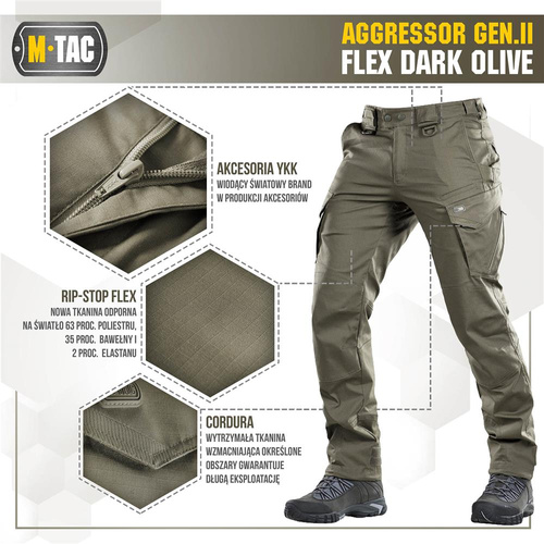 Cargohosen - M-Tac - Taktische Hose Aggressor Gen.II Flex - Ripstop - Dark Olive - 20058048