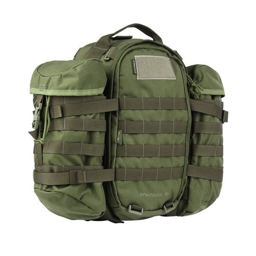 WISPORT - Sparrow 16 Rucksack mit zwei Seitentaschen - 16 + 10 l - Olivgrün - Militärrucksäcke