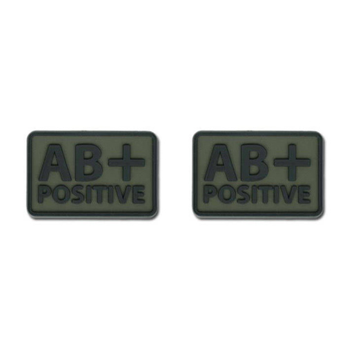 3D PVC Morale Patches - Helikon - PVC Patch - Blutgruppe - AB+ POS - Olivgrün - 2 Stück