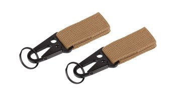 101 Inc. - MOLLE Karabinerhaken mit Schlüsselanhänger - 2 Stück - Coyote - JF003