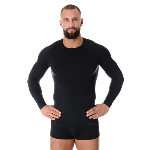 Brubeck - Active Wool Langarm Thermoshirt Merino - Black - LS12820 - Thermoaktive Wäsche - Bekleidung
