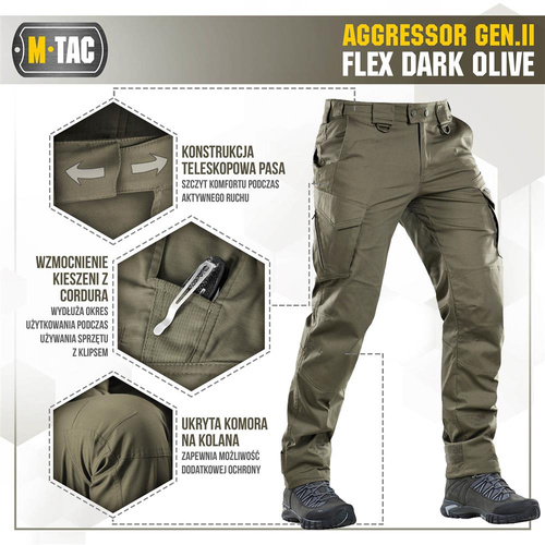 M-Tac - Taktische Hose Aggressor Gen.II Flex - Ripstop - Dark Olive - 20058048 - Cargohosen - Bekleidung