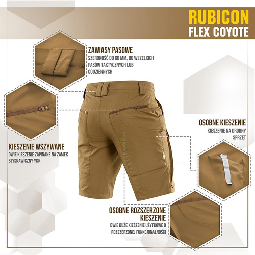 M-Tac - Taktische Shorts Rubicon Flex - 4-Way Stretch - YKK - Coyote - 20070005 - Kurze Hose - Bekleidung