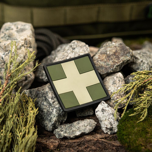 3D PVC Morale Patches - M-Tac - Medic Cross Square 3D PVC Patch - Olive - 51124001