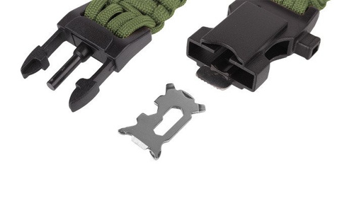 101 Inc. - Paracord Survival Armband mit Kompass, Thermometer, Pfeiffe und Anzünder - 9" - Oliv Grün - JYFPB02 - Paracord - Outdoor