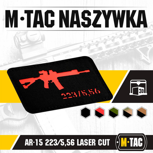 Verschiedenes - M-Tac - AR-15 223/5.56 Lasergeschnittener Aufnäher - Schwarz/Rot - 51111233 - Morale Patch