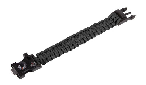 101 Inc. - Paracord Survival Armband mit Kompass, Thermometer, Pfeiffe und Anzünder - 9" - Schwarz - JYFPB02 - Paracord - Outdoor