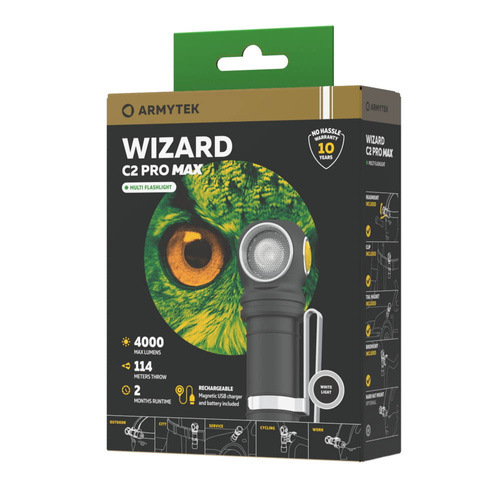 LED-Taschenlampen - Armytek - Wizard C2 PRO MAX wiederaufladbare Taschenlampe - 4000 Lumen - F06701C