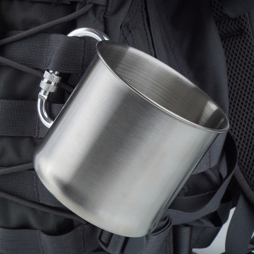 Outdoor - Mil-Tec - Reisebecher mit Karabiner - 500 ml - Stahl - 14607900 - Besteck & Geschirr