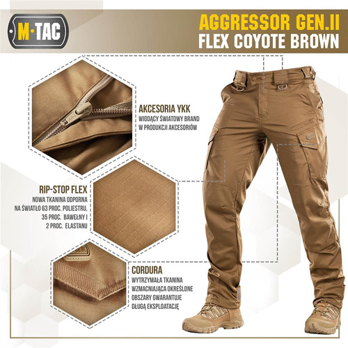 Cargohosen - M-Tac - Taktische Hose Aggressor Gen.II Flex - Ripstop - Coyote Brown - 20058017
