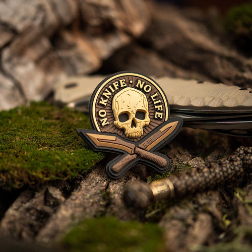 M-Tac - No Knife - No Life 3D PVC Patch - Coyote - 51128005 - 3D PVC Morale Patches