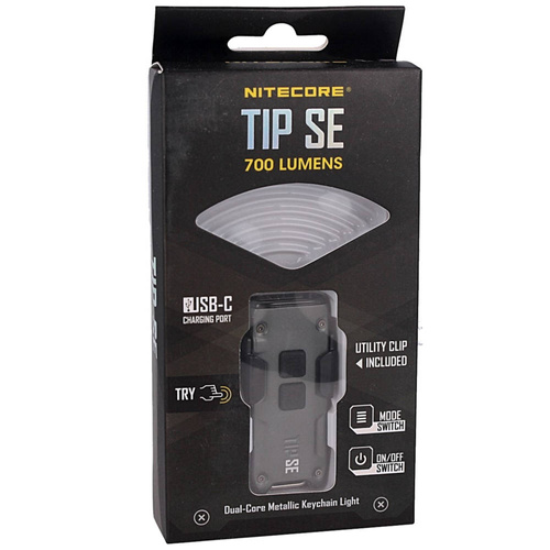 NiteCore - Schlüsselbund-Taschenlampe TIP SE - 700lm - Li-Ionen Akku - 500mAh - Metallic Grau - TIP SE METALLIC GRAY - LED-Taschenlampen - Outdoor
