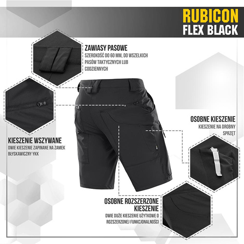 M-Tac - Taktische Shorts Rubicon Flex - 4-Way Stretch - YKK - Schwarz - 20070002 - Kurze Hose - Bekleidung