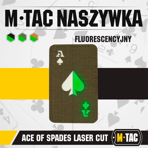 M-Tac - Militär-Patch Ace of Spades - Cordura 500D - Ranger Green / Fluoreszierend - 51109239 - Morale Patch