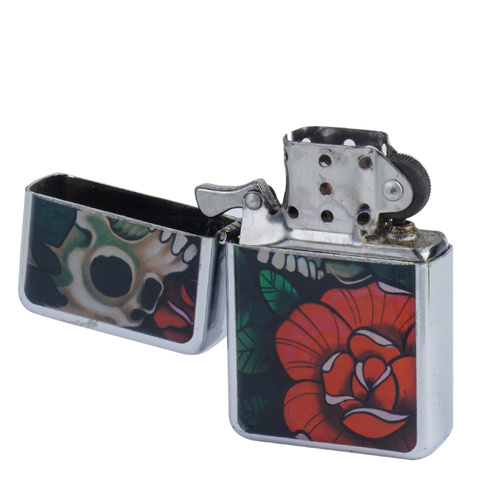 Feuerzeuge - Tasman - Benzinfeuerzeug - Totenkopf und Rose - Q310091