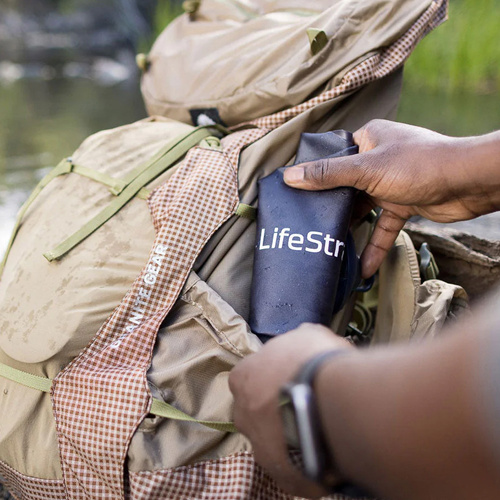 LifeStraw - Peak Gravity Bag Wassertasche mit antimikrobiellem Filter - 3 L - Dark Mountain Gray - Wasseraufbereitung - Outdoor