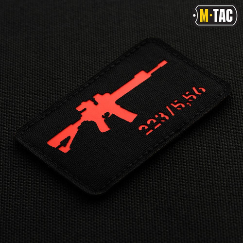 Morale Patch - M-Tac - AR-15 223/5.56 Lasergeschnittener Aufnäher - Schwarz/Rot - 51111233