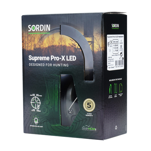 Ausrüstung - Sordin - Supreme Pro-X LED aktiver Gehörschutz - Grün - 75302-X-07-S - Aktive Kopfhörer