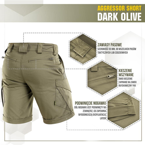 M-Tac - Aggressor Tactical Shorts - Polycotton - Rip-Stop - Dark Olive - 20018048 - Kurze Hose