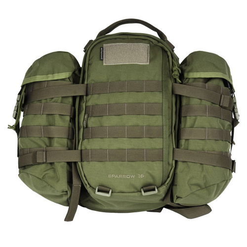 Militärrucksäcke - WISPORT - Sparrow 16 Rucksack mit zwei Seitentaschen - 16 + 10 l - Olivgrün