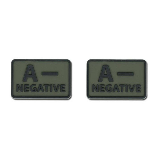 3D PVC Morale Patches - Helikon - PVC Patch - Blutgruppe - A- NEG - Olivgrün - 2 Stück
