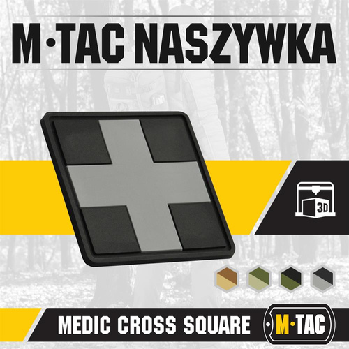 Verschiedenes - M-Tac - Medic Cross Square 3D PVC Patch - Schwarz / Grau - 51124211 - 3D PVC Morale Patches